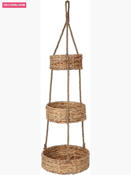 Other - 3 Tier Hanging Fruit Basket Handmade Water Hyacinth Wall Storage